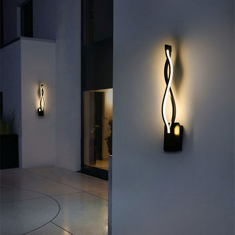 Arisha Wave Modern Simple Wall Lamp, Black & White