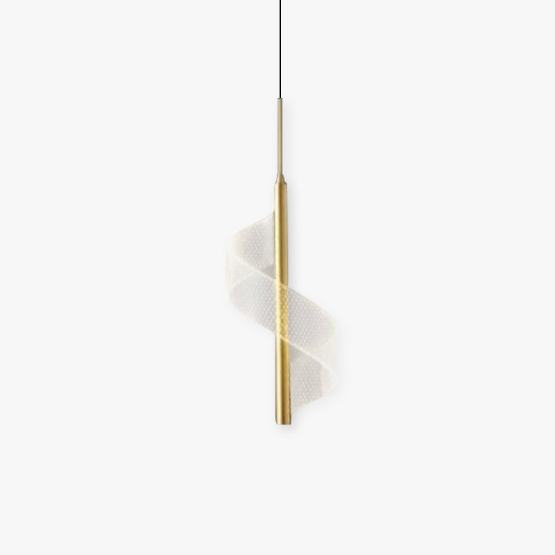 Zeva Vintage Golden Ribbon Pendant Light, Metal/