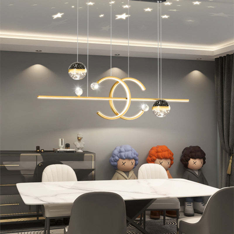 Arisha Pendant Light Double-C, Gold/Black Starry-sky