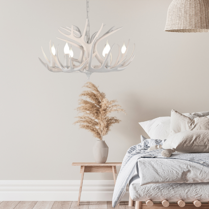Silva Retro Deer Antlers Candle light Horn Resin Chandelier