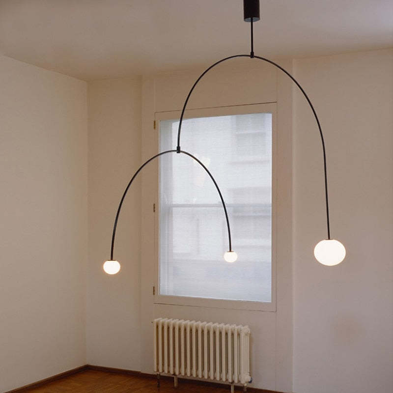Arisha Minimalist Linear Mobile Pendant Light, Black