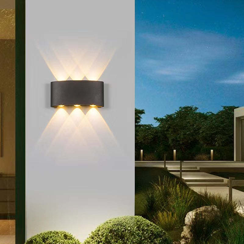 Tronix Modern Rectangular Metal Outdoor Wall Lamp, Black/White, Water-wave
