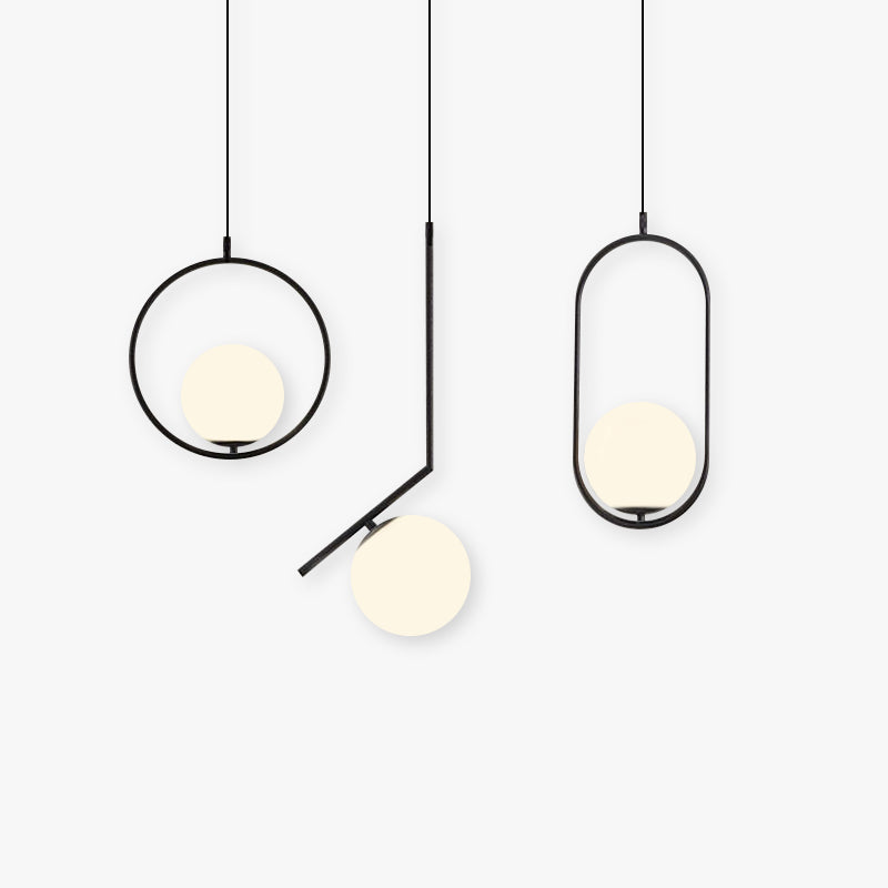 Arisha Modern Globe Metal/Glass Pendant Light, 3 Style