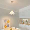 Muto Minimalist Flower /Wood Pendant Light, White