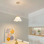 Muto Minimalist Flower /Wood Pendant Light, White