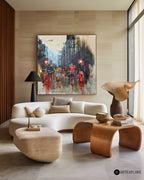 Rainy Cityscape Abstract Painting Square