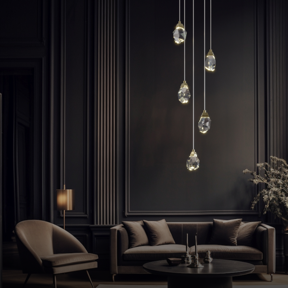 Kristy Design Ball Glass/Metal Pendant Light Gold