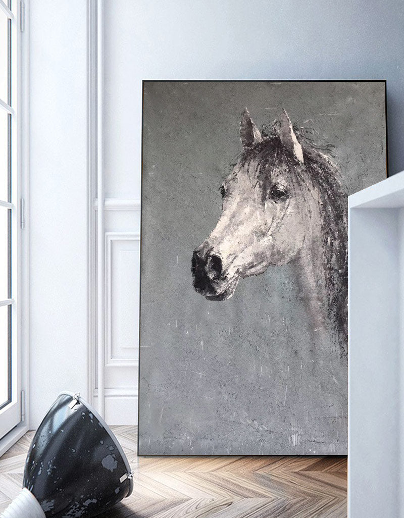 Monochrome Horse Head Oil Painting
