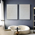 Set Of 2 Minimalist Textured Diptych Bas-Relief Painting