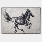 Monochrome Running Horse Oil Painting
