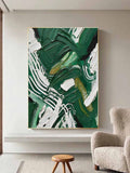Colorful Dark Green And White Impasto Painting