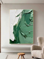 Jade Green Wave Impasto Oil Painting
