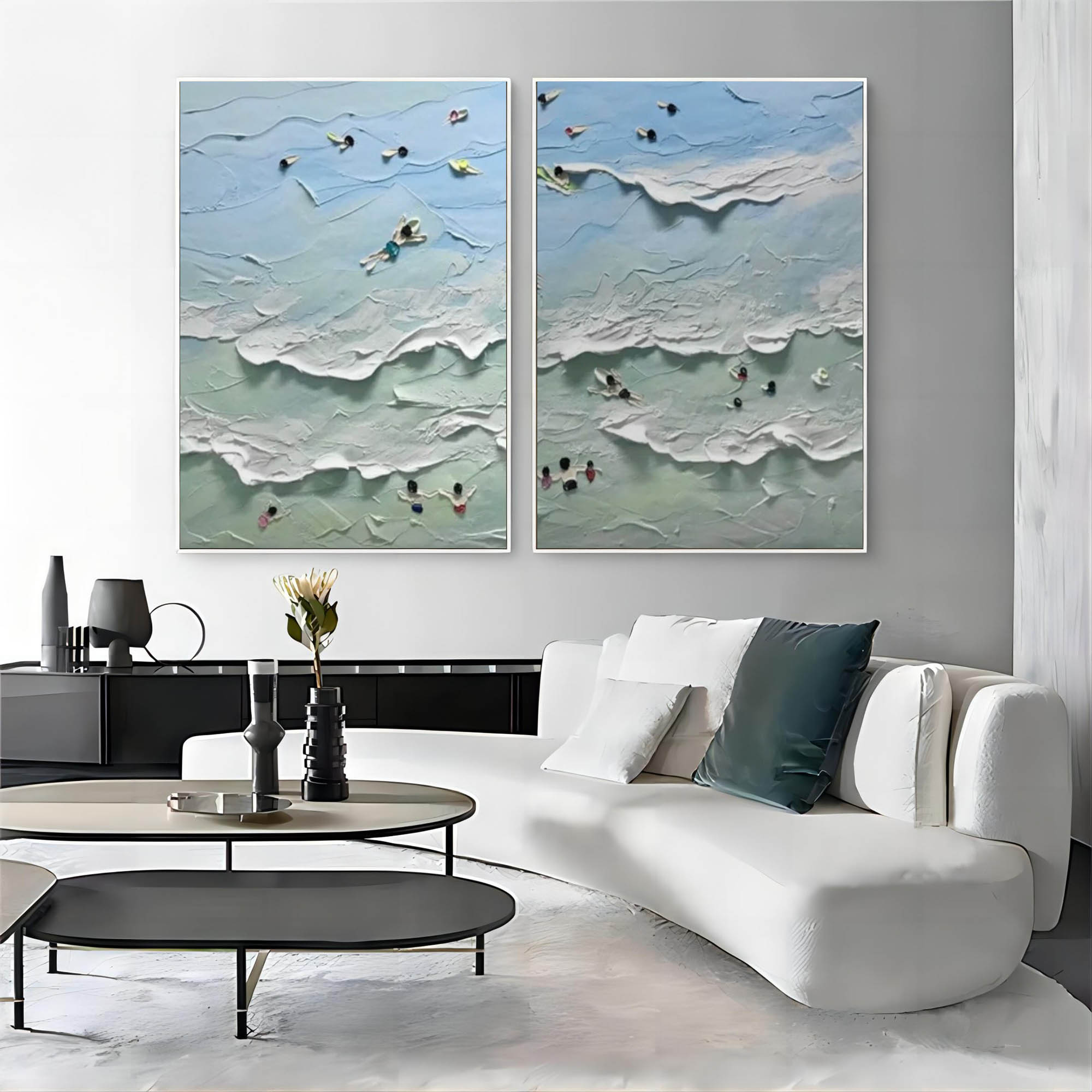 Diptych Painting Beach Scene 2-Piece Set