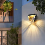 Laxor Waterproof Diamond Shape Metal/Crystal Outdoor Wall Lamp, Gold/Black