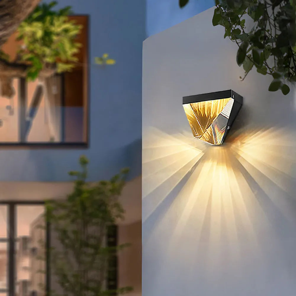 Laxor Waterproof Diamond Shape Metal/Crystal Outdoor Wall Lamp, Gold/Black