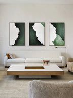 Set of 3 Green Textured Triptych Painting