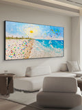 Vibrant Beach Scene Impasto Painting