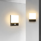 Ray Modern Sensor Rectangular Metal Outdoor Wall Lamp, Black/White