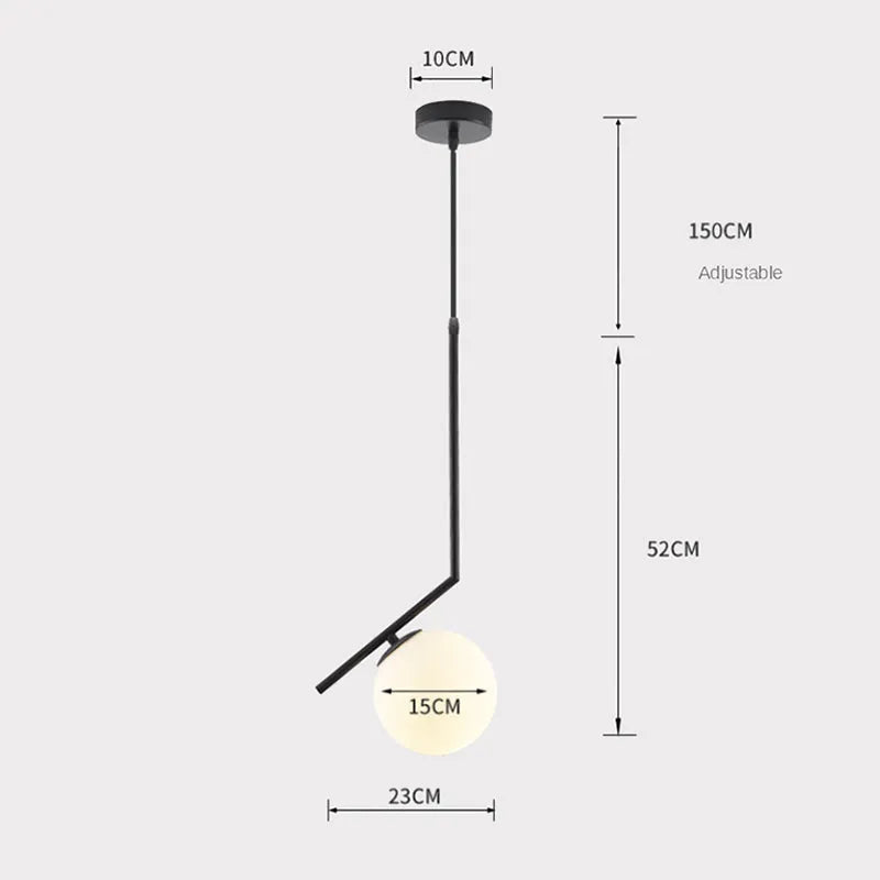 Arisha Modern Globe Metal/Glass Pendant Light, 3 Style