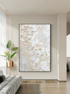 Minimalist 3D Textured White Beige Wall Art