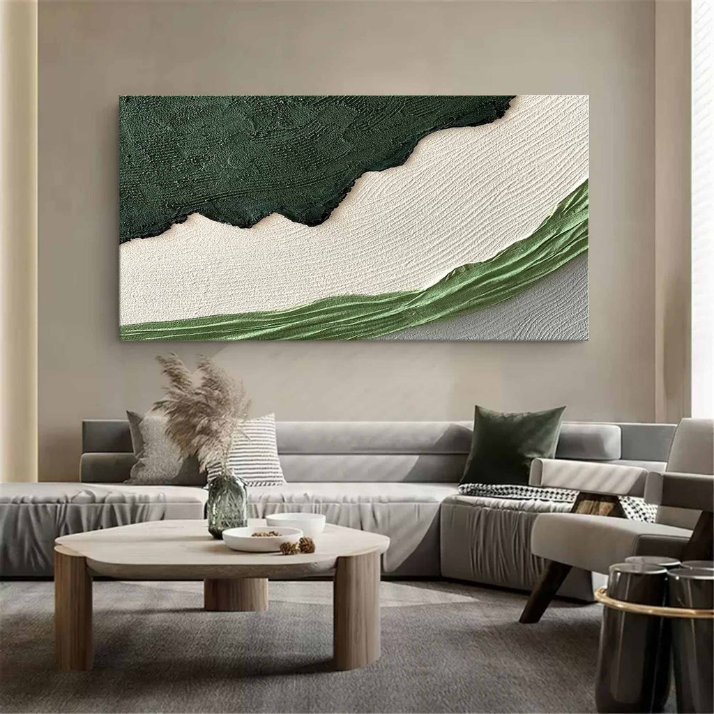 Green White Landscape 3D Textured Painting