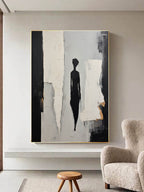 Contemporary Minimalist Textured Silhouette Figure Painting