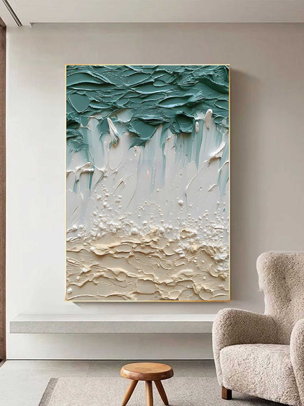 Textured Coastal Wave Impasto Painting