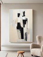 Modern Couple Painting Black White Wall Art