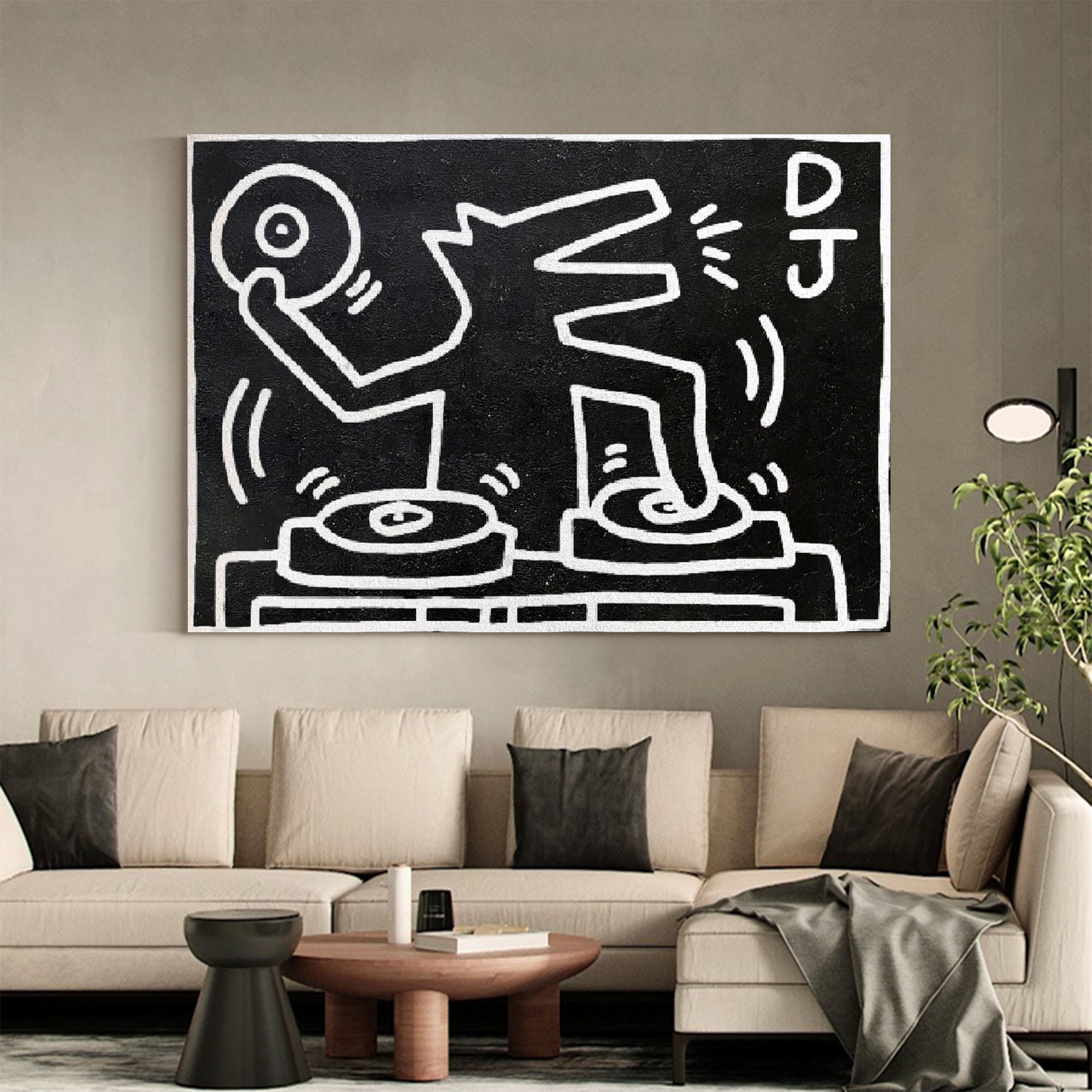 Pop Art DJ Figure Line Art Painting