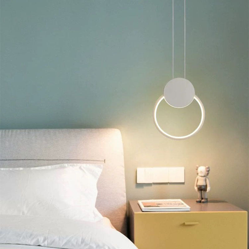 Doria Modern LED Pendant Light Black/White Metal Living Room