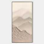 Vertical Wabi-Sabi Mountain Bas-Relief Painting