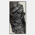 Plaster Art Textured Black Abstract Vertical Painting