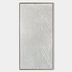 Vertical White Feather Texture Wall Art Minimalist Wabi Sabi