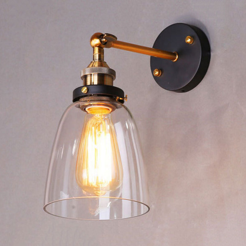 Arisha Retro Vintage Wall Mounted Lamp, Metal & Glass