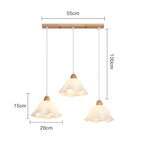 Muto Minimalist Flower /Wood Pendant Light, White