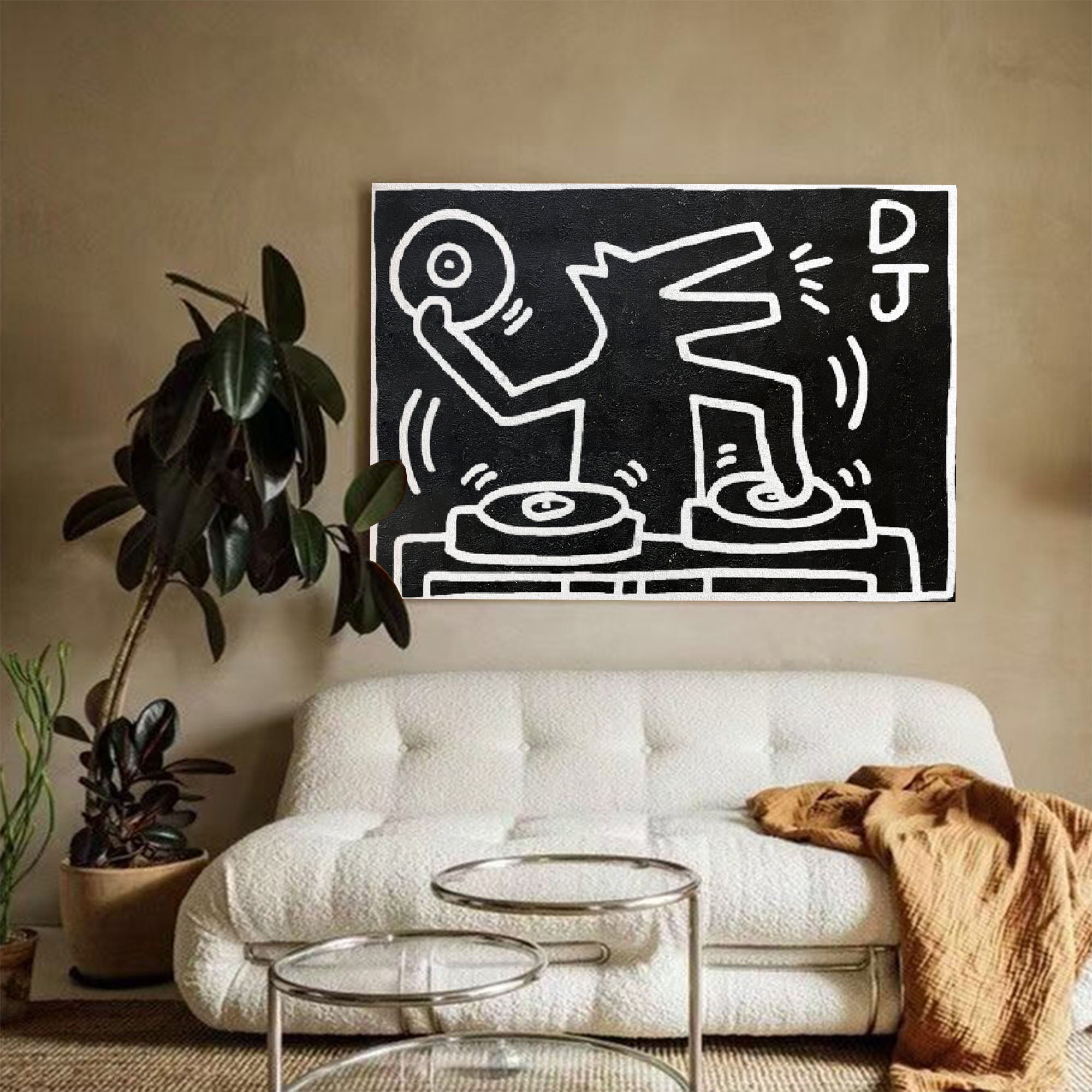 Pop Art DJ Figure Line Art Painting