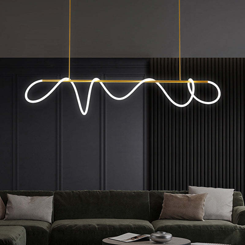 Arisha Curved & Linear Semi Flush Mount Ceiling Light, Gold