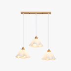Muto Minimalist Flower /Wood Pendant Light, White