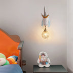 Arisha Modern Unicorn/Strawberry Art Wall Lamp, Pink/Blue