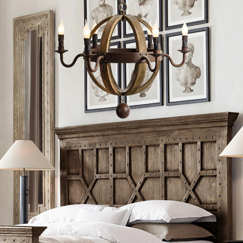 Silva Rustic Pendant Light Wood Metal Corridor Restaurant