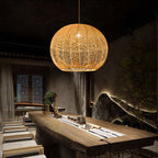 Ritta Designer Round Handmade Rattan Pendant Light, Dining Room