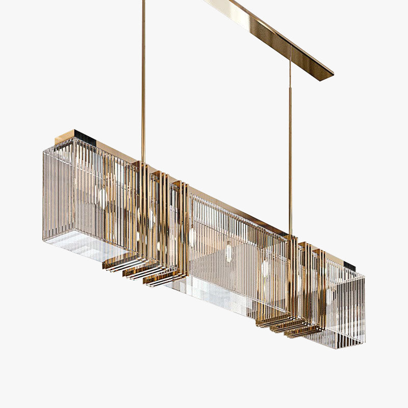 Kristy Metal Chandelier Pendant Light, Luxury Rectangular, Gold