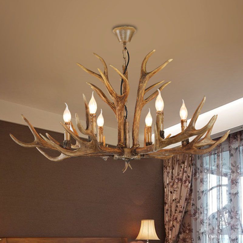 Silva Retro Deer Antlers Candle light Horn Resin Chandelier