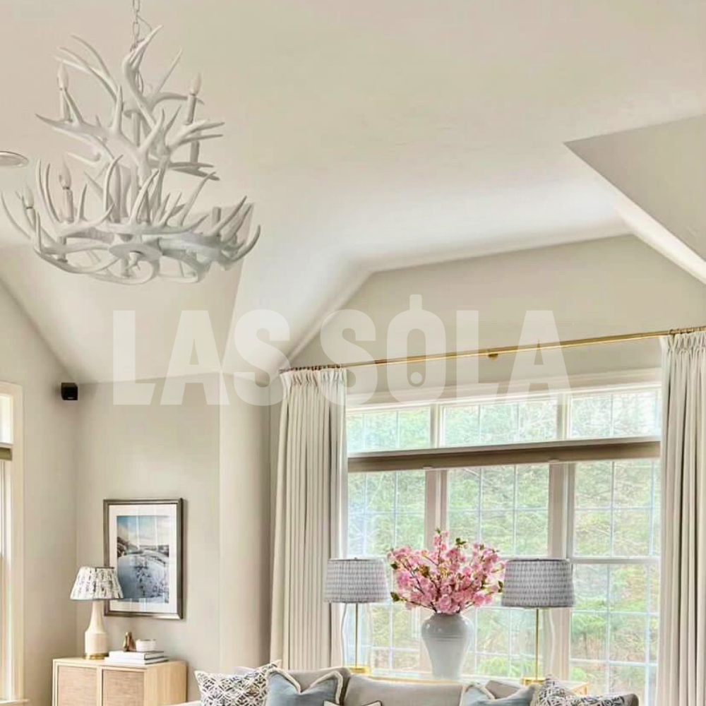 Silva Rustic Antler Metal/Resin Chandelier White Dining Room