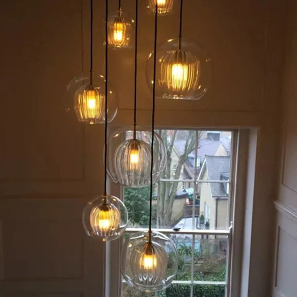 June Pendant Light Bulle Nordic Glass Transparent/Gold Living Room/Bedroom - Kingsley Beaumont