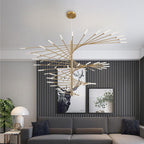 Arisha Modern Chandelier Rotating Fireworks, Black/Gold, Living Room/Art Gallery