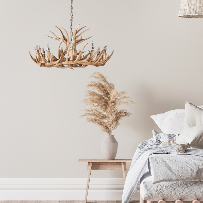 Silva Retro Deer Antlers Candle light Horn Resin Chandelier