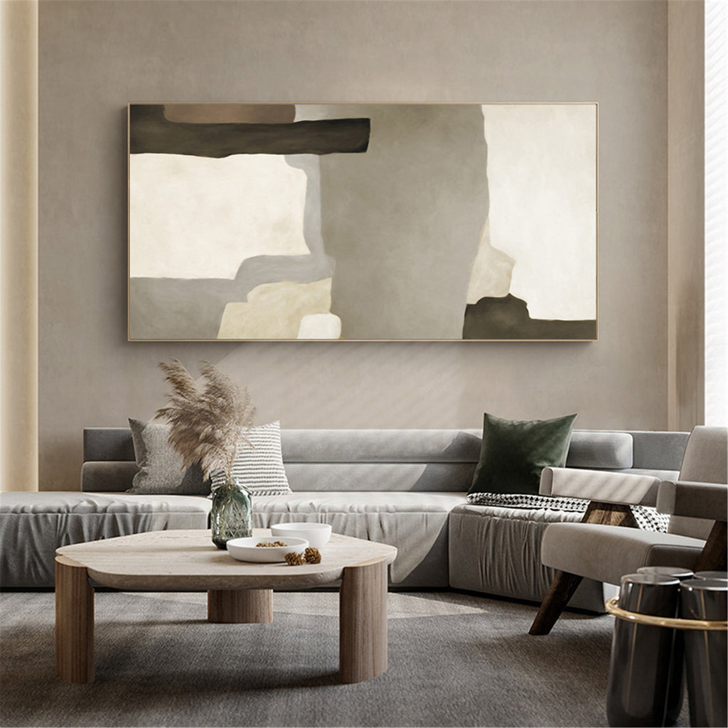 Earthy Organic Block Painting Horizontal Wabi-Sabi