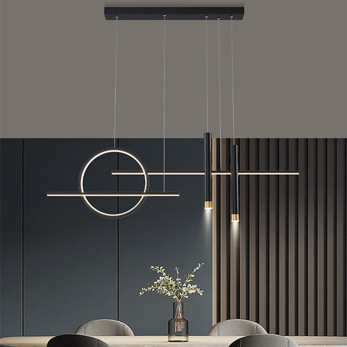 Arisha Minimalism Led Pendant Light, Irregular Ring, Black/Glod