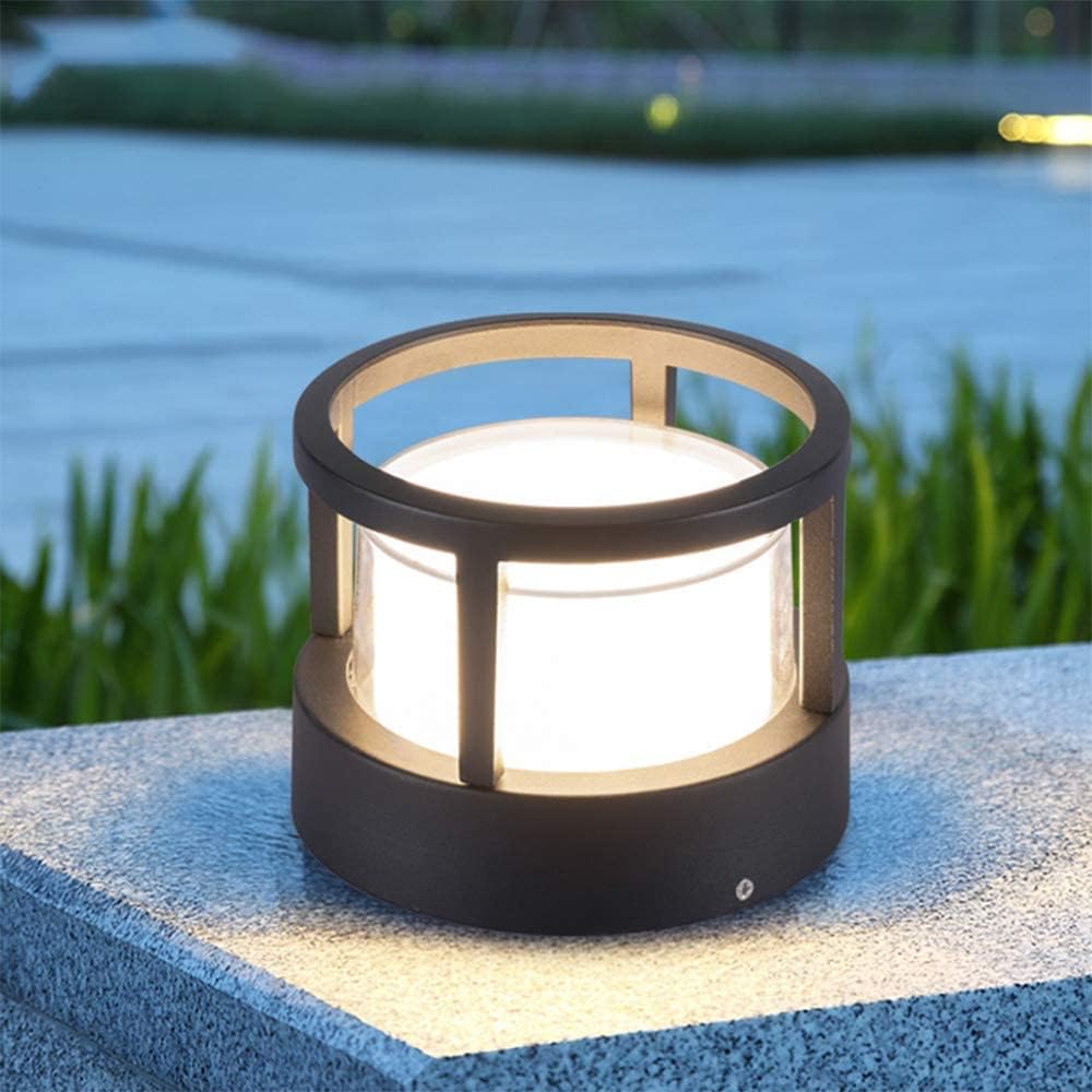 Zyra Modern Metal Cylindrical Outdoor Bollard Light, Black